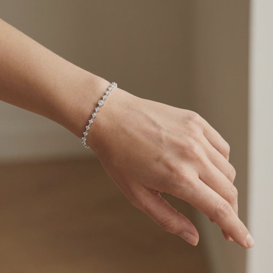2.44 Carat Round Cut Diamond Chain Bracelet VS1 D F White Gold 14k