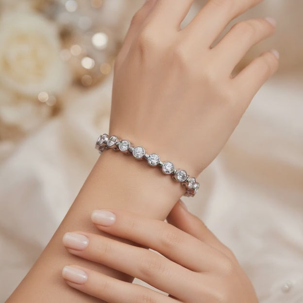 8.13 Carat Round Cut Diamond Tennis Bracelet VS1 D F White Gold 14k