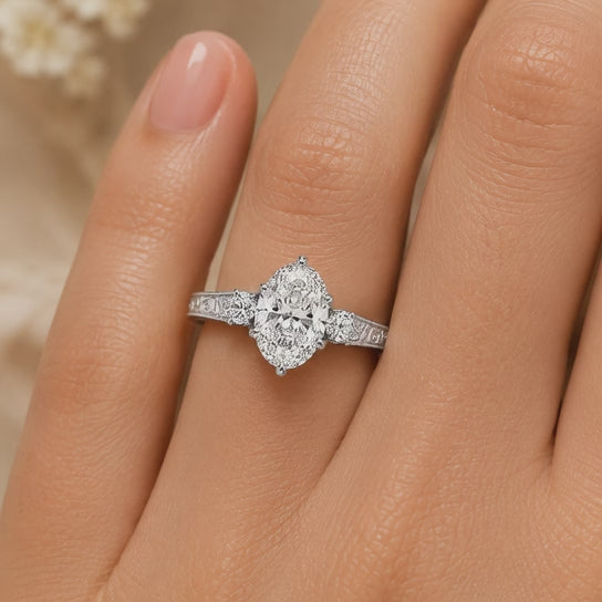 1.50 CT Round Cut Lab-Grown Diamond Wedding Ring in 14K White Gold – Art Deco Engraved Filigree Design