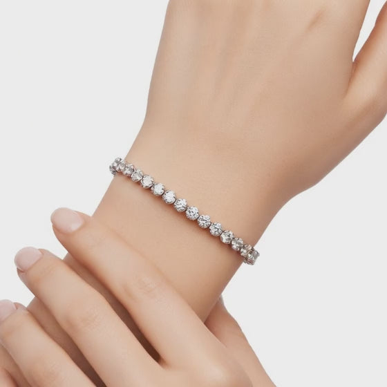 3.97 Carat Round Cut Diamond Tennis Bracelet VS1 D F White Gold 14k