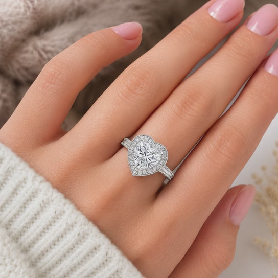 VS1 D Lab Grown Diamond Halo Pave Radiant Ring
