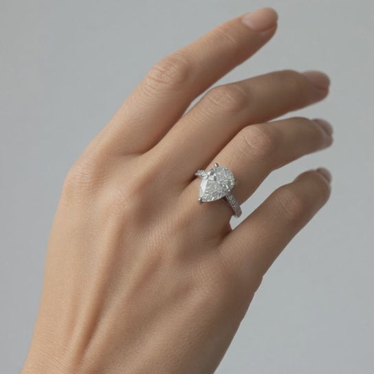 Karina 2.3 Carat Pear Cut Pave 6 Prong Engagement Ring