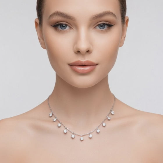 2.2 Ct Round Cut Diamond Chain Necklace VS1 D-F White Gold 14k