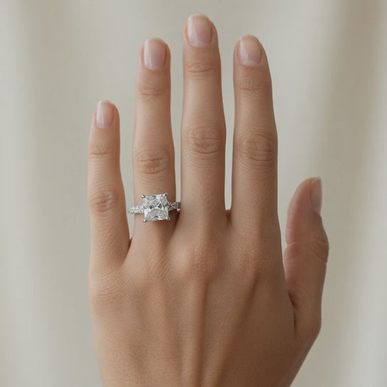 Karina 3.3 Carat Princess Cut Pave 6 Prong Engagement Ring