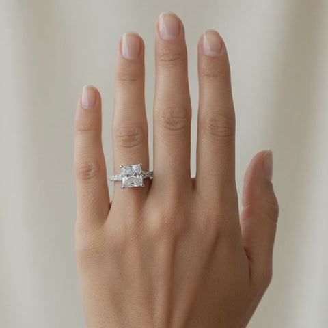 Ginevra 3.2 Carat Princess Cut Tapered Engagement Ring