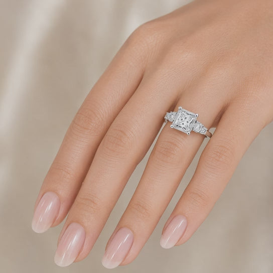 Hana 1.2 Carat Princess Cut 3 Stone Engagement Ring