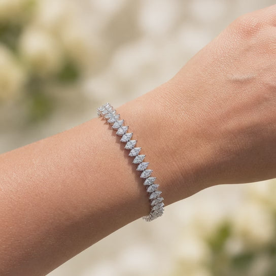 7.28 Carat Marquise Cut Diamond Tennis Bracelet VS1 D F White Gold 14k