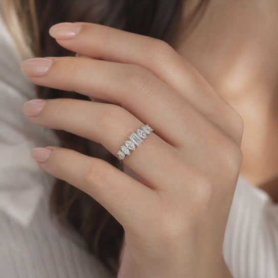 14K White Gold Lab-Grown Diamond Eternity Wedding Band Ring (1.10 CTW – D–F / VS1–VS2)