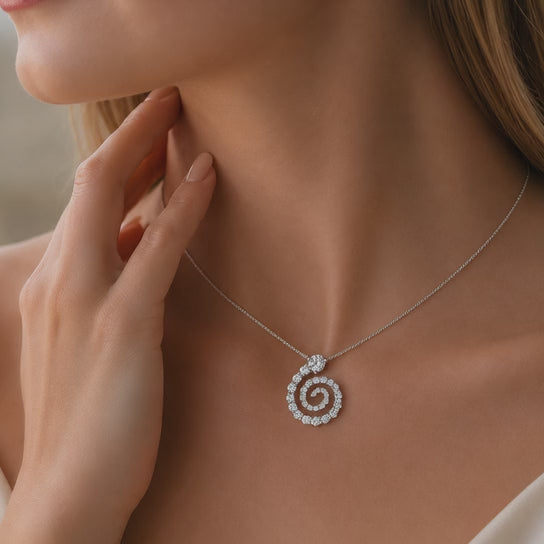 2.7 Ct Round Cut Diamond Pendant Necklace VS1 D-F White Gold 14k