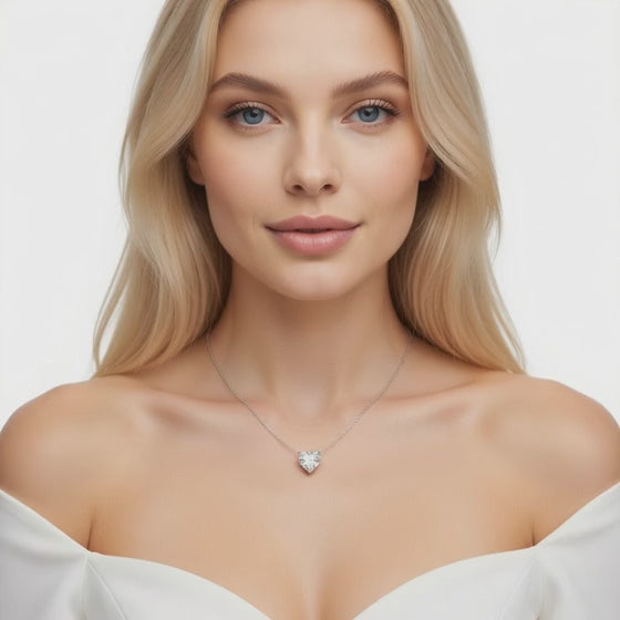 3 Ct Heart Shaped Cut Diamond Pendant Necklace VS1 D-F White Gold 14k