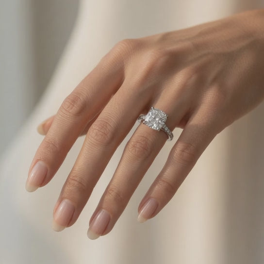 Ginevra 4.2 Carat Cushion Cut Tapered Engagement Ring