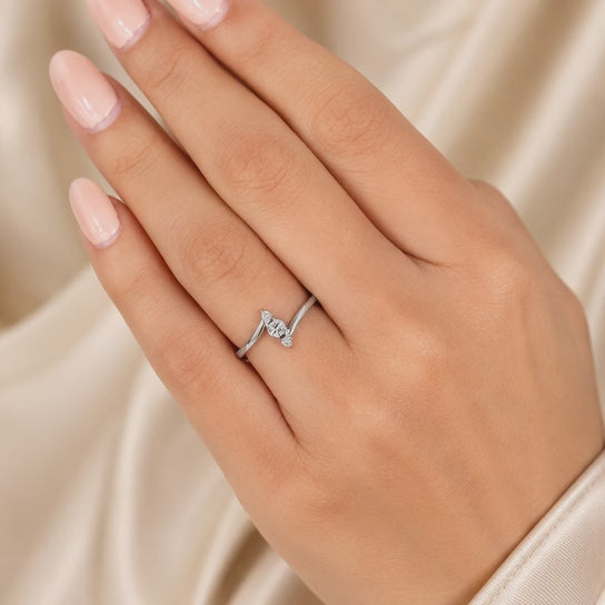 1.00 CT Lab-Grown Diamond Three-Stone Stacking Ring in 14K White Gold – Minimalist Triple Stone Promise Design