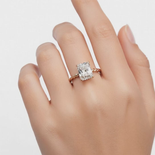 Renata 3 Carat Emerald Cut Solitaire Rope Engagement Ring