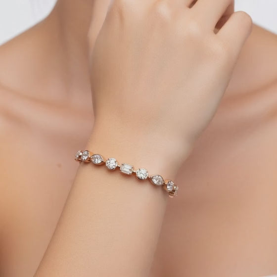 5.04 Carat Oval Cut Diamond Tennis Bracelet VS1 D F White Gold 14k
