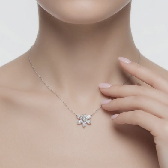 1 Ct Marquise Pear Cut Diamond Pendant Necklace VS1 D-F White Gold 14k