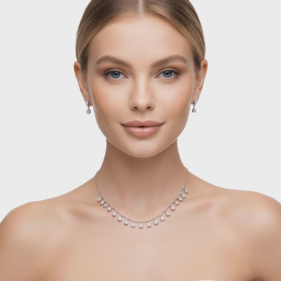 3.8 Ct Pear Cut Diamond Chain Necklace VS1 D-F White Gold 14k
