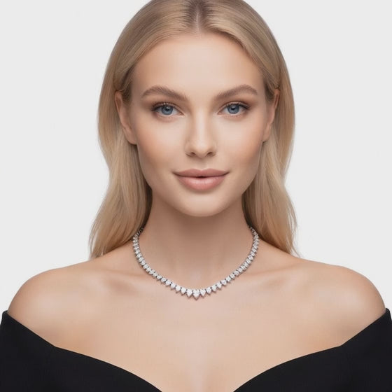 15.3 Ct Pear Cut Diamond Tennis Necklace VS1 D-F White Gold 14k