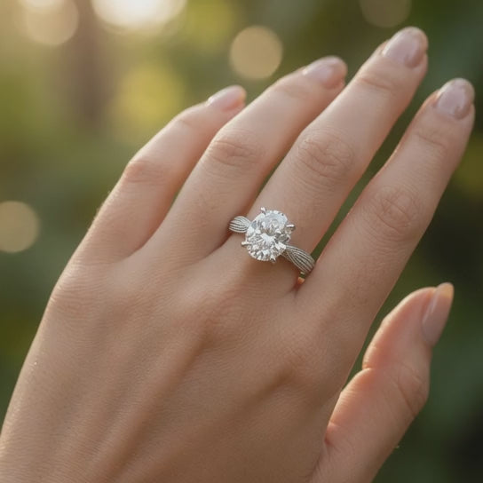 Valentina 1 Carat Oval Cut Solitaire Tapered Milgrain Engagement Ring