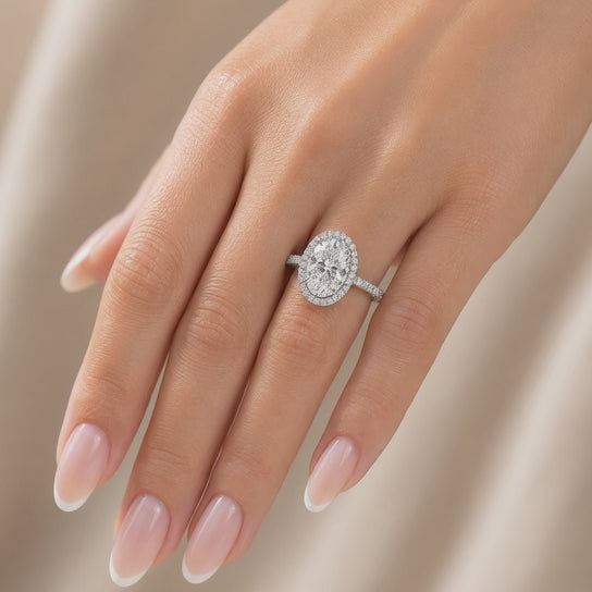 Bianca 3.5 Carat Oval Cut Halo Pave Engagement Ring