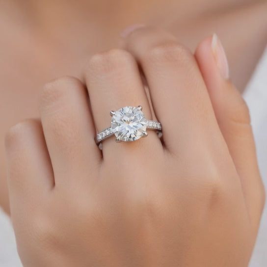 Federica 3.4 Carat Cushion Cut 4 Prong Engagement Ring