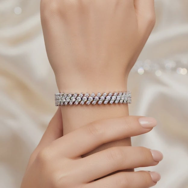 4.36 Carat Round Cut Diamond Tennis Bracelet VS1 D F White Gold 14k