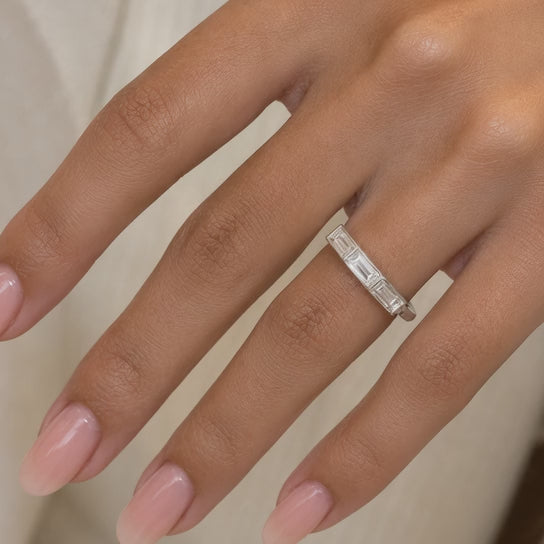 1.00 CT Lab-Grown Diamond Wedding Band Ring in 14K White Gold (D–F / VS1–VS2)
