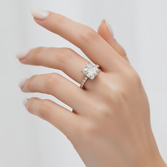 Lavinia 4.35 Carat Princess Cut Side Stone 4 Prong Engagement Ring