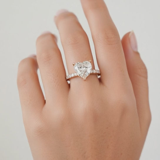 1.35 Carat VS1 D Lab Grown Diamond Side Stone Heart Ring