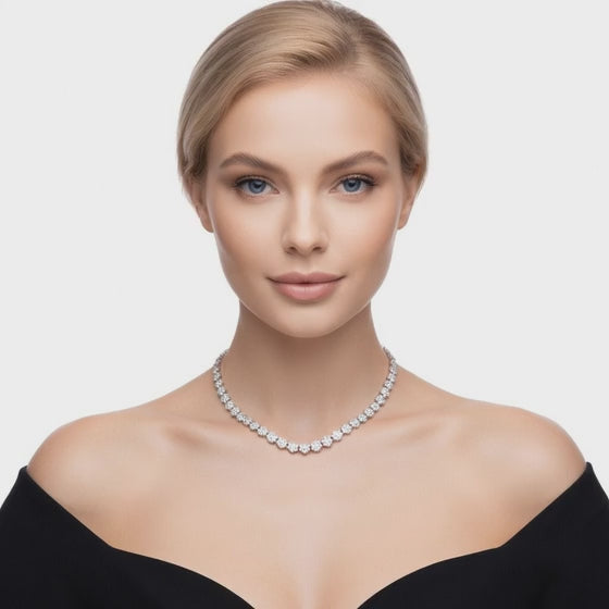 11.5 Ct Round Cut Diamond Tennis Necklace VS1 D-F White Gold 14k