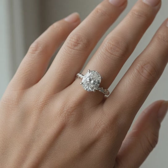 Renata 3 Carat Oval Cut Solitaire Rope Engagement Ring
