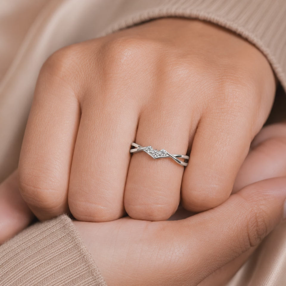 1.00 CT Minimal Twisted Lab-Grown Diamond Trilogy Engagement Ring in 14K White Gold – Dainty Three-Stone Promise Design
