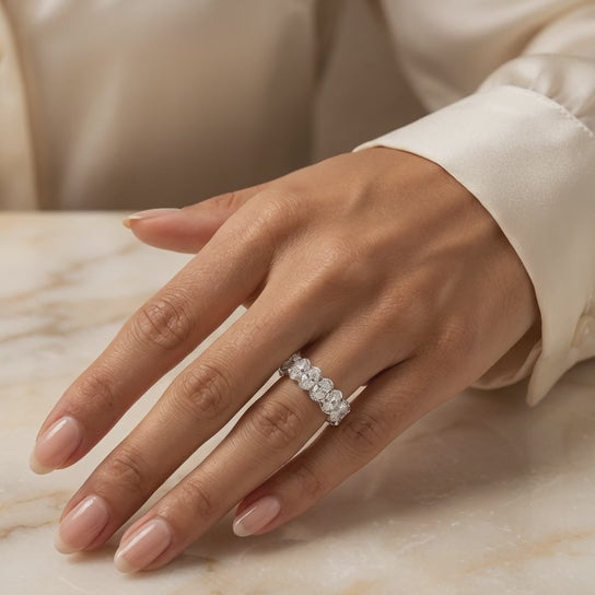 2.10 CT Lab-Grown Diamond Band Fashion Ring in 14K White Gold (D–F / VS1–VS2)