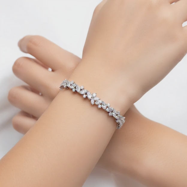 4.45 Carat Marquise Cut Diamond Tennis Bracelet VS1 D F White Gold 14k