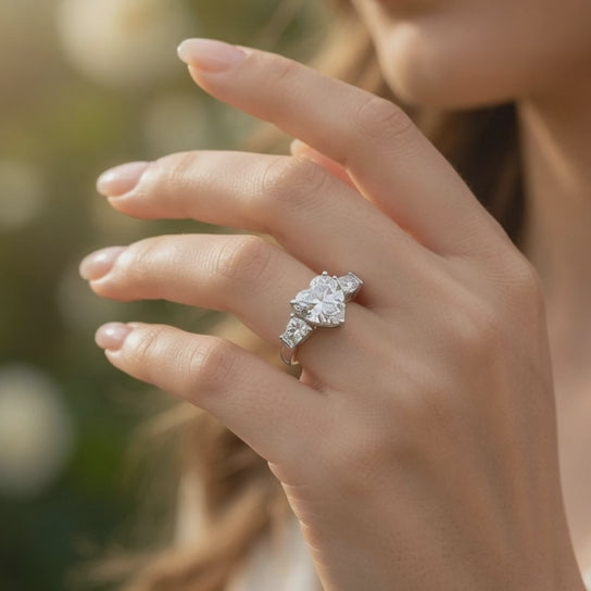 3.5 Carat VS1 D Lab Grown Diamond Trilogy Heart Ring