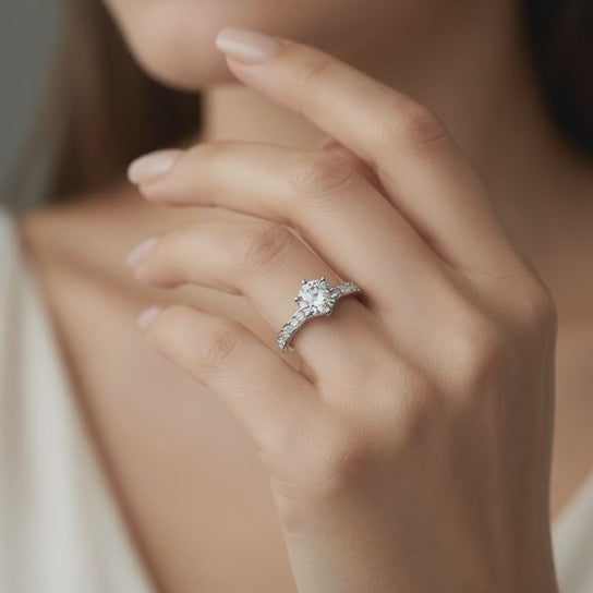 Mia 2.44 ct Lab Grown Round Cut Pave 6 Prong Diamond Engagement Ring