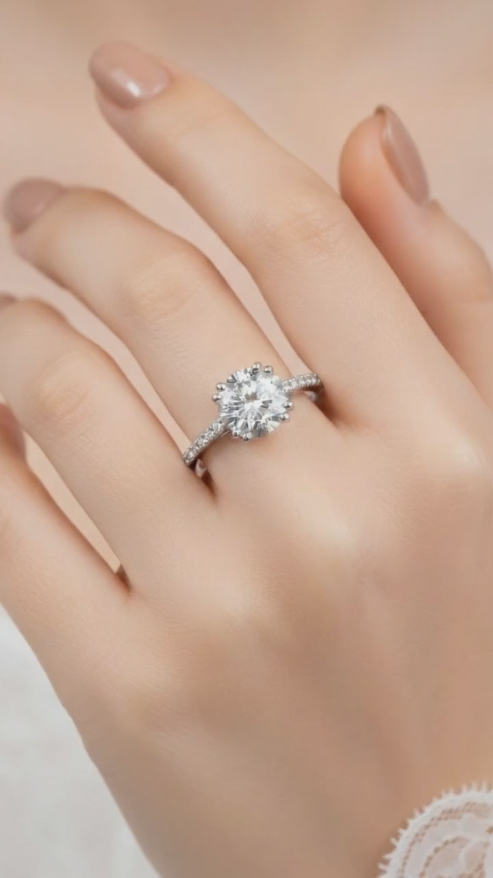 Amelie 2.91 ct Lab Grown Cushion Cut Split Shank Halo Diamond Engagement Ring