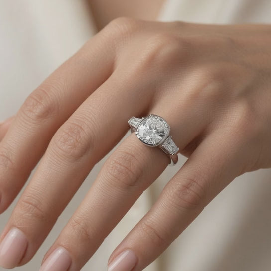 Emilia 3.5 Carat Cushion Cut Trilogy 3 Stone Engagement Ring