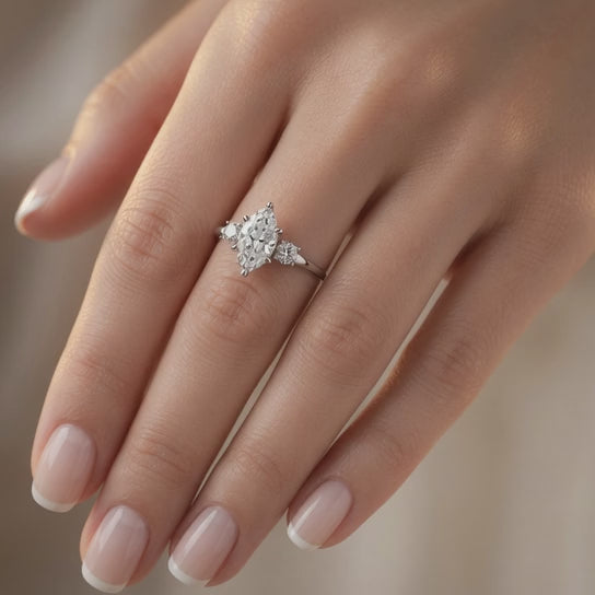 Hana 2.2 Carat Marquise Cut 3 Stone Engagement Ring