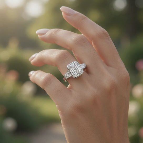 Emilia 1.5 Carat Radiant Cut Trilogy 3 Stone Engagement Ring