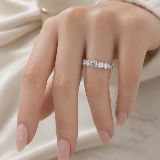 1.30 CT Lab-Grown Diamond Stackable Fashion Ring in 14K White Gold (D–F / VS1–VS2)