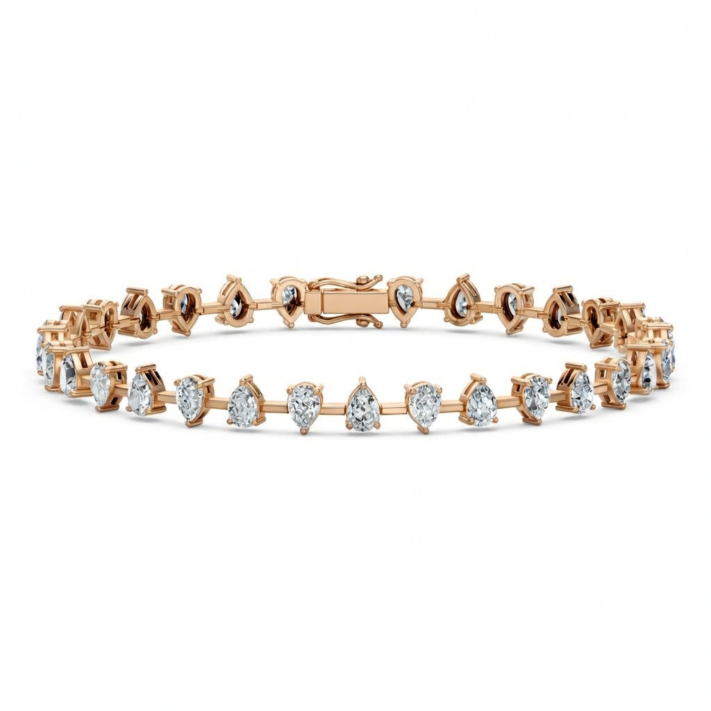 5.64 Carat Pear Cut Diamond Bangle Bracelet VS1 D F White Gold 14k