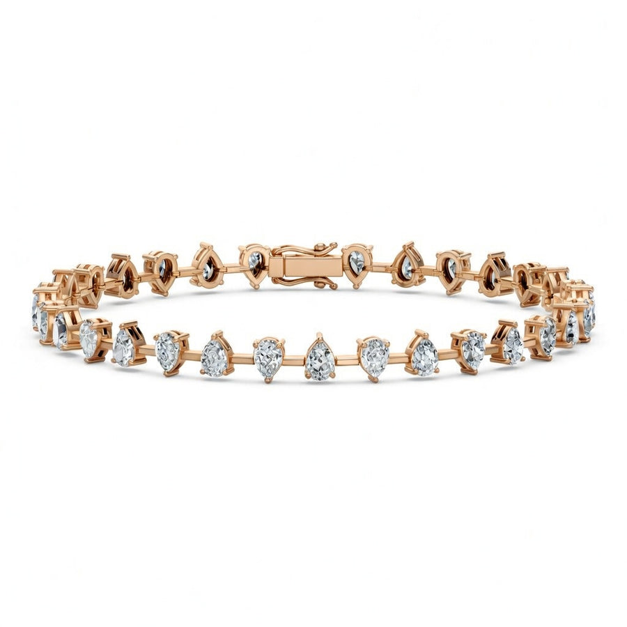 9.44 Carat Pear Cut Diamond Bangle Bracelet VS1 D F White Gold 14k