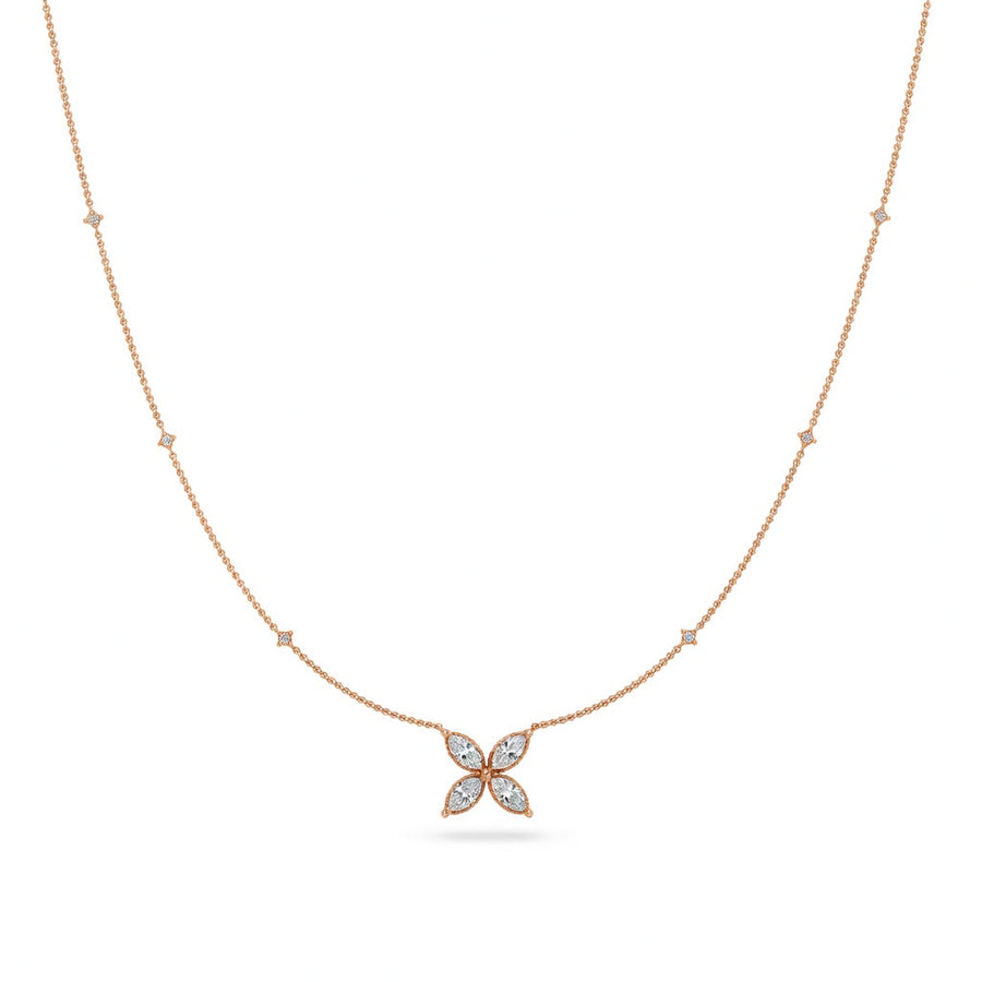 1.1 Ct Marquise Cut Diamond Pendant Necklace VS1 D-F White Gold 14k