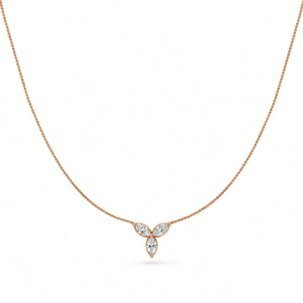 0.65 Ct Marquise Cut Diamond Chain Necklace VS1 D-F White Gold 14k