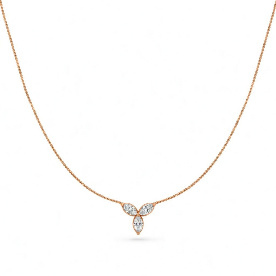 0.65 Ct Marquise Cut Diamond Chain Necklace VS1 D-F White Gold 14k