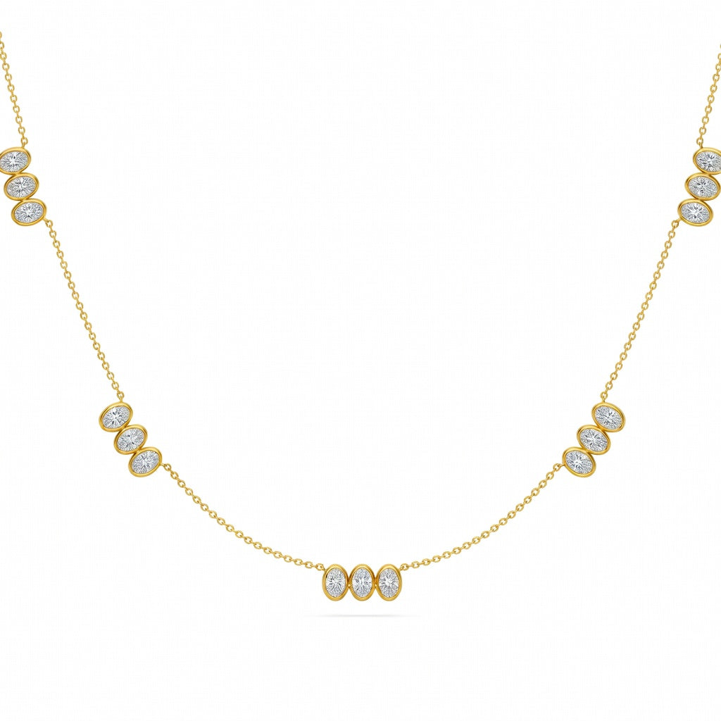 2.85 Ct Emerald Cut Diamond Chain Necklace VS1 D-F White Gold 14k