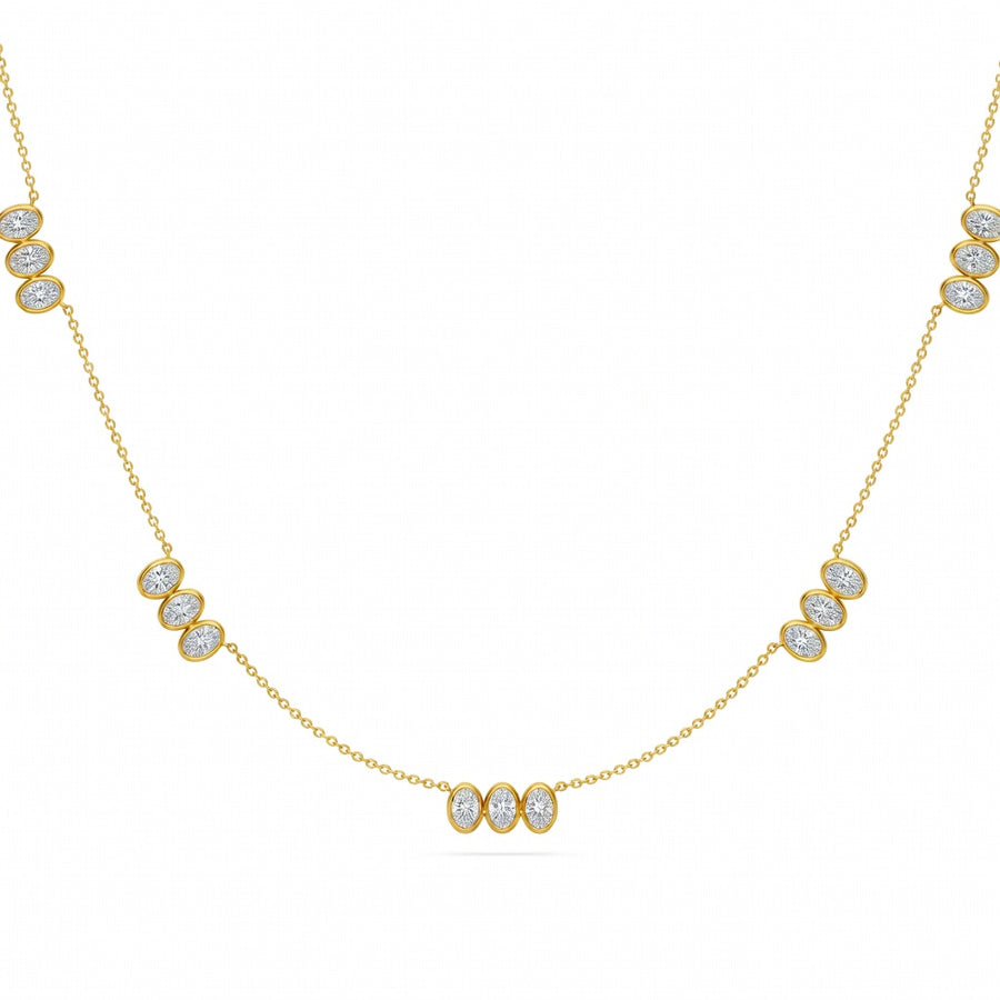 4.55 Ct Emerald Oval Cut Diamond Chain Necklace VS1 D-F White Gold 14k