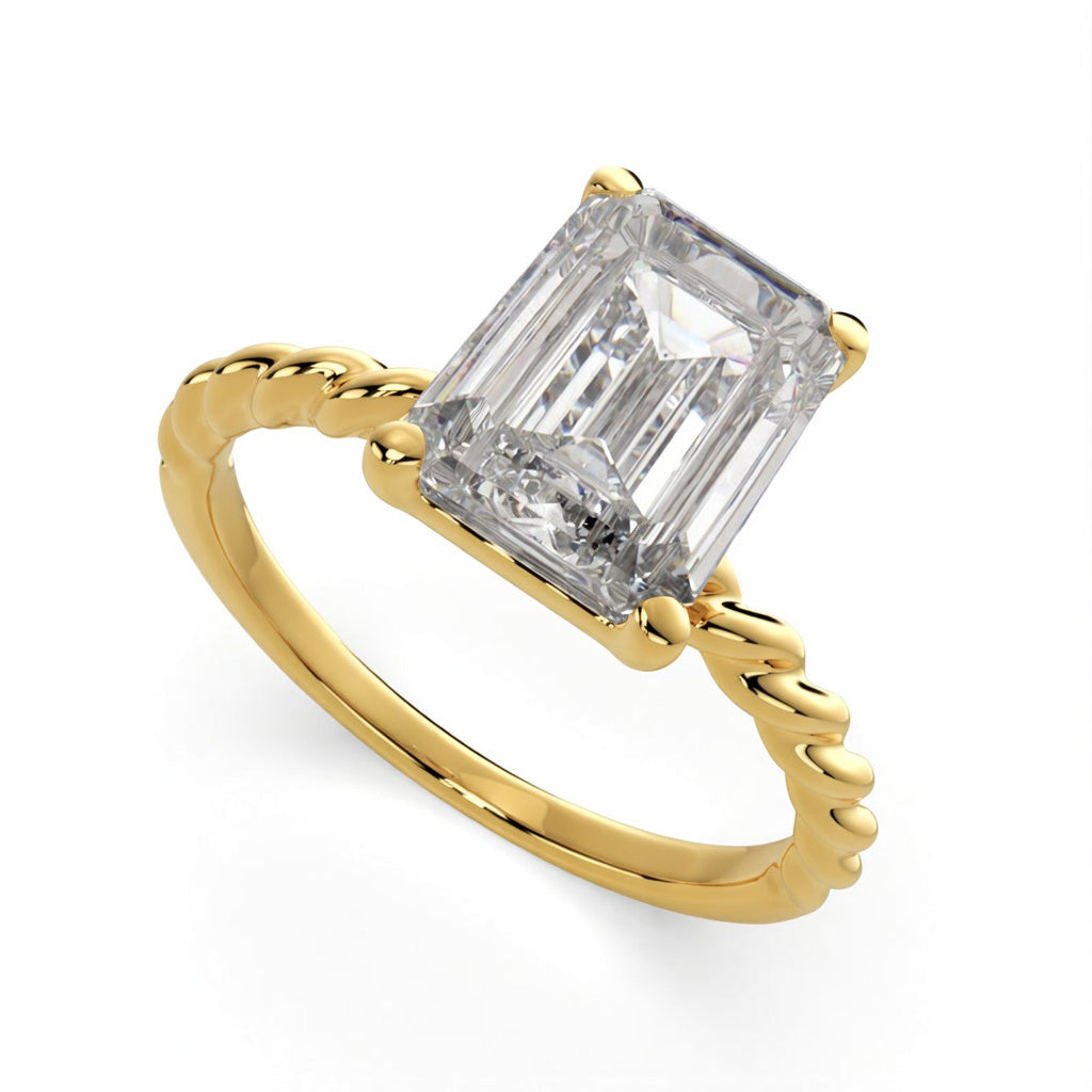 Renata 3 Carat Emerald Cut Solitaire Rope Engagement Ring