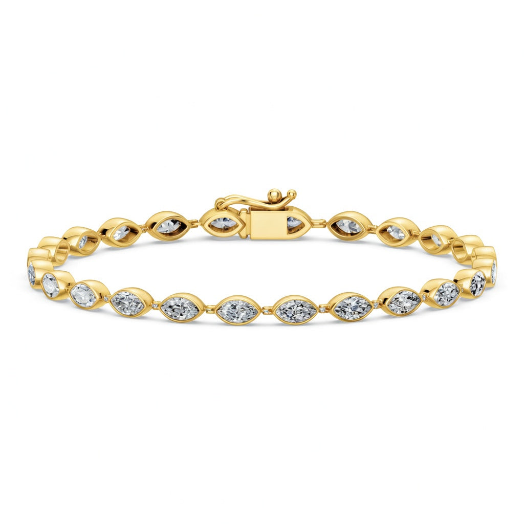 4.25 Carat Marquise Cut Diamond Tennis Bracelet VS1 D F White Gold 14k