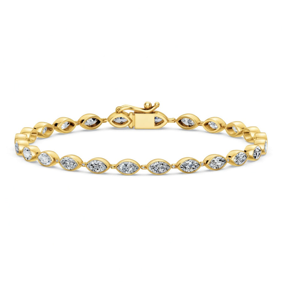 4.25 Carat Marquise Cut Diamond Tennis Bracelet VS1 D F White Gold 14k